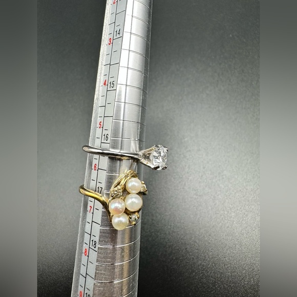 Faux pearl with 14K gold plate Beautiful Rings SET OF 2 - Picture 9 of 9